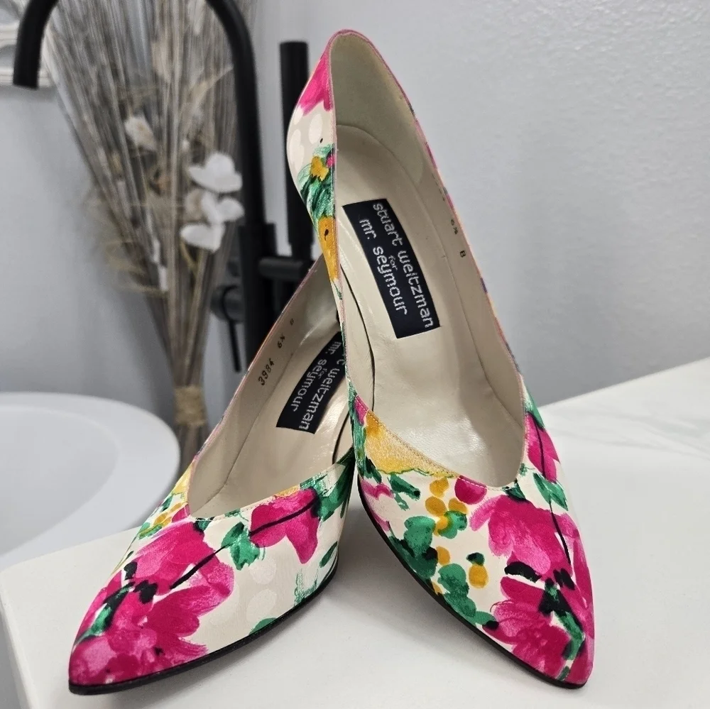 Vintage Stuart Weitzman for Mr. Seymour Floral Watercolor Heels
